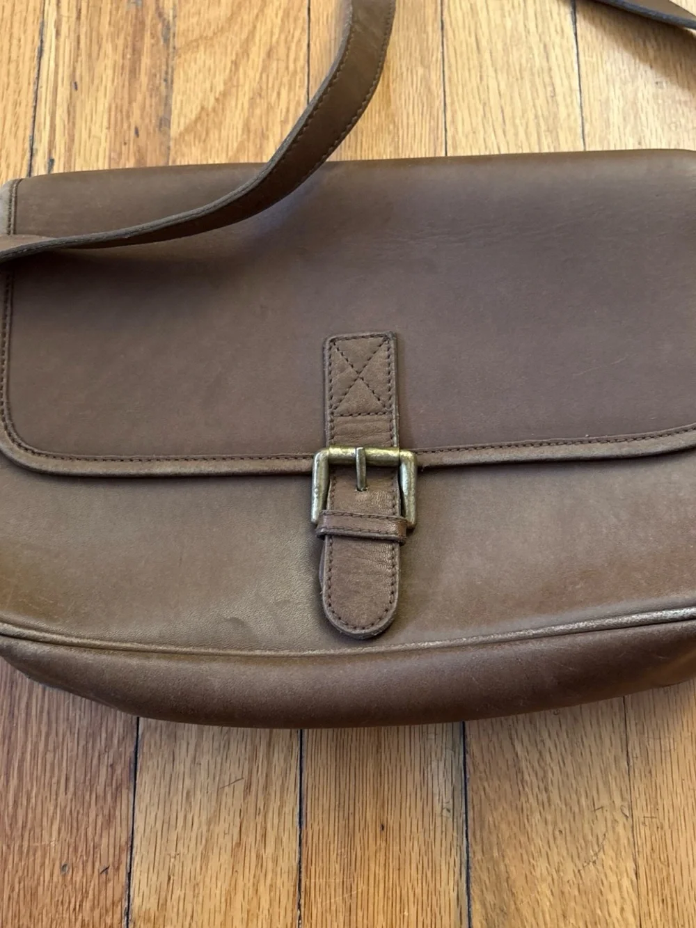 Brown Leather Crossbody Messenger Bag - Unbranded vintage Calvin Klein